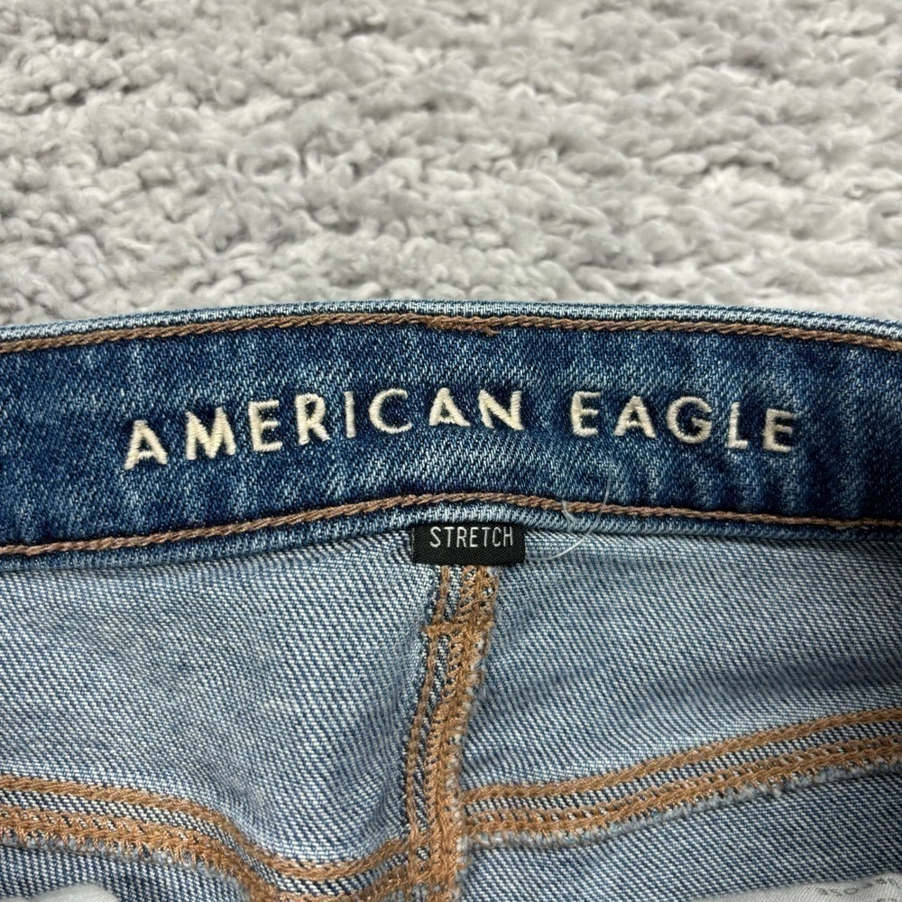 American Eagle Jeans Womens 0 Mom Jean Stretch Classic Distressed Raw Hem Holes - Picture 2 of 6